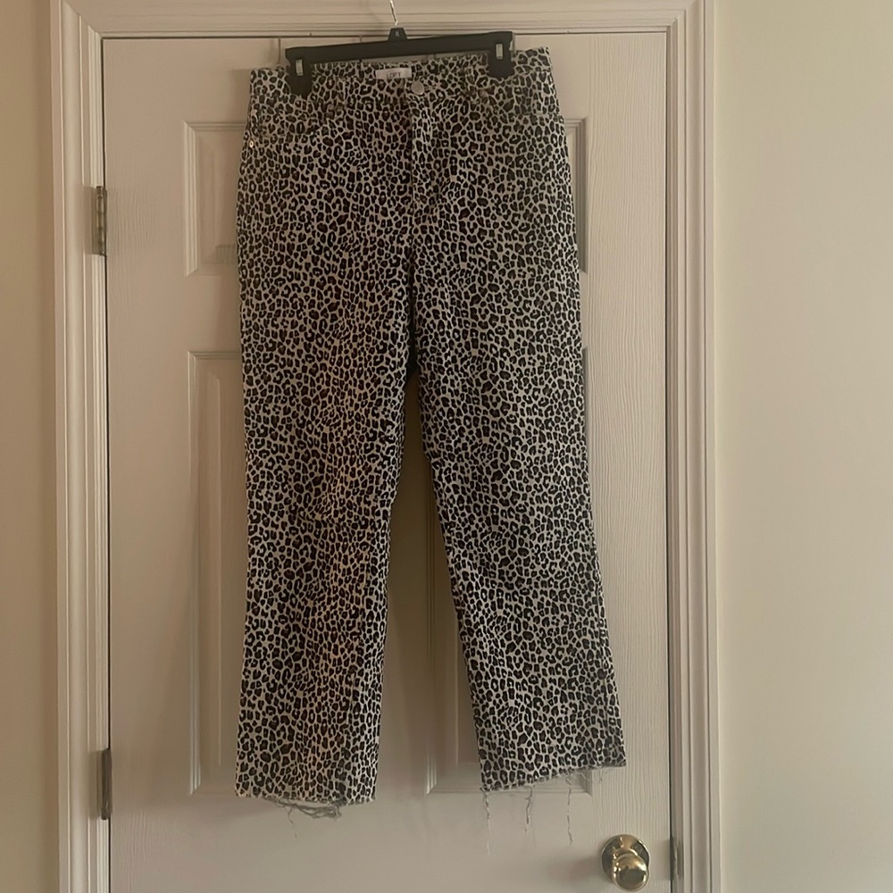 Loft Leopard High Rise Straight Leg Pants